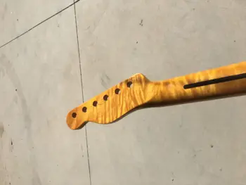 Tiger Flame Maple Krku Gitary 21 Pražec 25.5 palcový Tmavo Žltá Pearl Dot Vložkou urob si sám