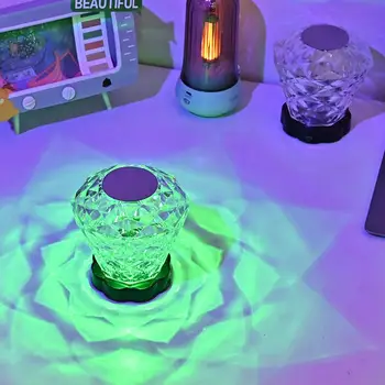3/16 Farieb RGB Crystal stolná Lampa Dotyk Diaľkové Rose Projektor Nočné Svetlo Romantická Výzdoba Atmosféru Svietidlá Pre Spálne Strany