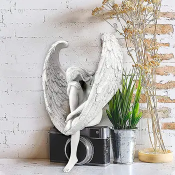 Anjel Krídla Dekor Vonkajšie Sochy na Dvore, Terasa, Veranda Dvore,Vykúpenie Anjel Socha Živice Úzkostné Bohyne