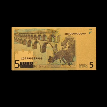 24k Zlato, Bankovky Euro 5, Zlatá Fólia Bankoviek Tabuľka Dekor/Ornament