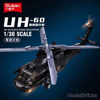 692PCS Vojenské UH-60L Black Lekárske Záchranný Vrtuľník Model Tehly Air Force Zbraň Stavebné Bloky, Vzdelávacie Hračky pre Deti, Obrázok 2