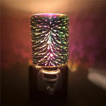Elektrické modulové LED Aróma Difuzér, Lampa Svetlo Mozaiky Vosk Roztopia olejovými Teplejšie s Ohňom-práca Účinok Nočné Svetlo pre Domáce Obrázok 2