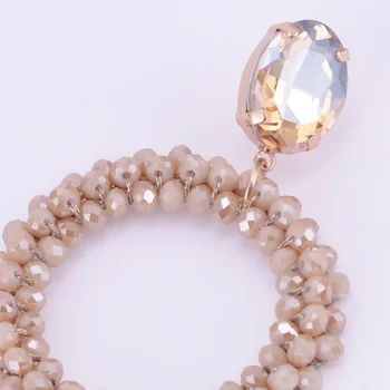 Sehuoran Boho Crystal Facted Korálky, Ručne Vyrábané Náušnice Veľké Okrúhle Náušnice Ženy Vintage Etnických Šperky Pendientes Flecos Borla