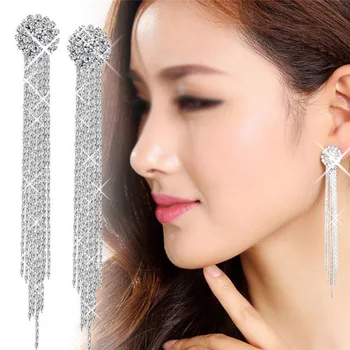 Rinhoo Nové Crystal Pearl Náušnice Jednoduchý Kvet-Studded Geometrické Dlhý Strapec Svadobné Náušnice Ženy Darček Šperky Veľkoobchod