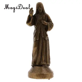 MagiDeal Mini Ježiš Svätého Náboženské Figúrka Magnetické Dekorácie Socha 5 cm Striebro
