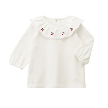1-7Y Jeseň Roku 2022 Japonský detské Oblečenie Cherry Vyšívané Dlho puzdre Tričko Pod Polo Súrodenec Oblečenie Obrázok 2